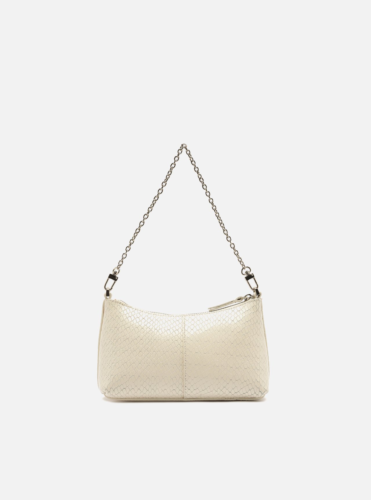 Foto 4 de Bolsa Shoulder Preta Couro Média Snake Corrente