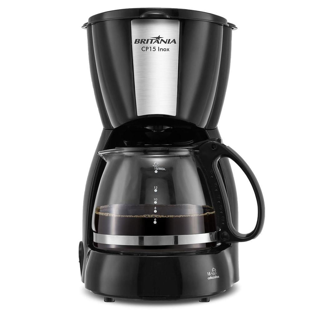 Cafeteira Elétrica Britânia CP15 15 Xícaras Preto Jarra de Vidro 0,6L 550W 110V