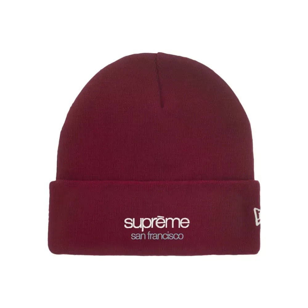 Touca Supreme New Era Classic Logo Shop Dark Red FW25-W16 — Único, Novo