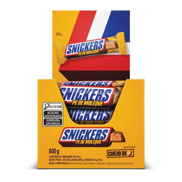 Chocolate Snickers Pé De Moleque 20 Unidades de 40g