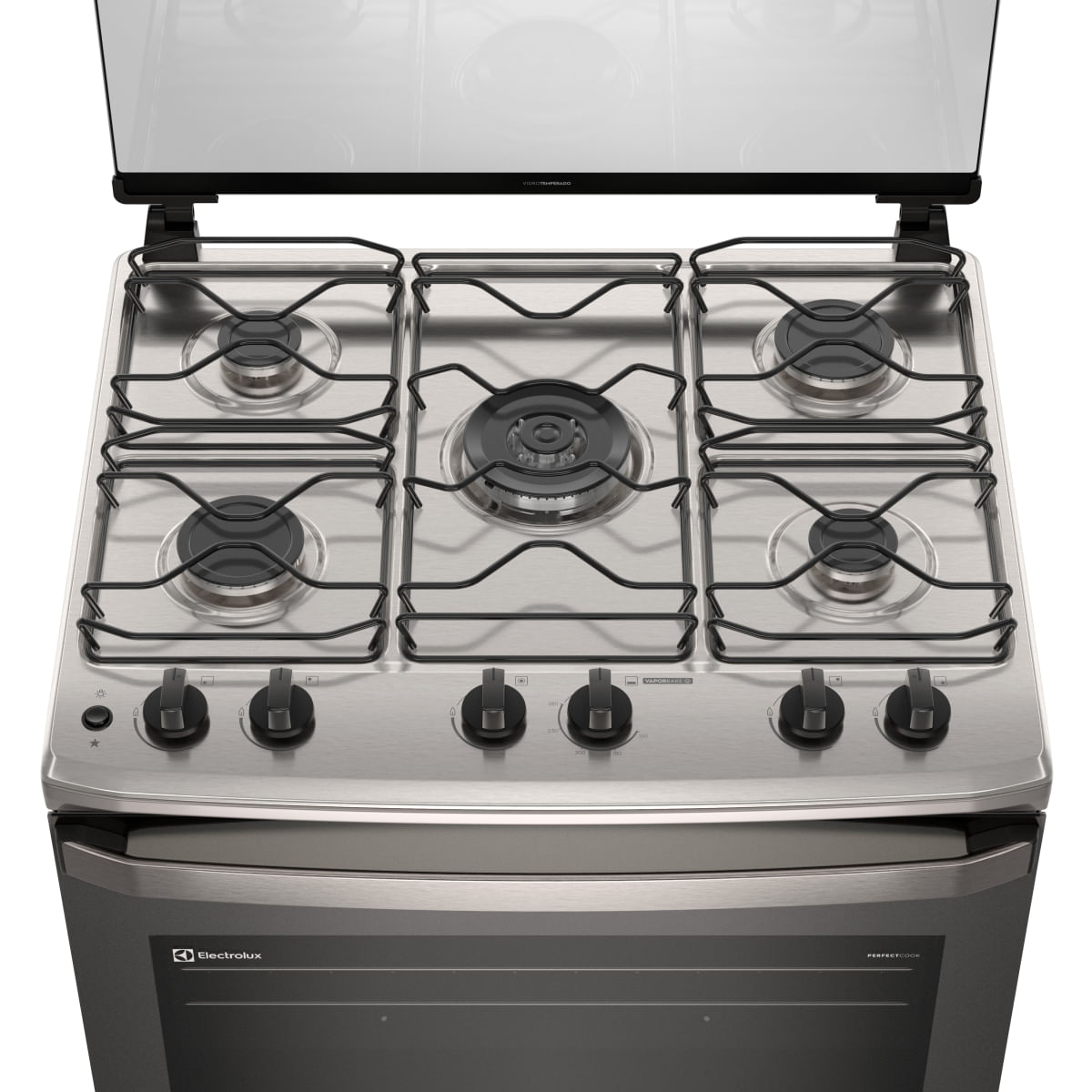 Foto 4 de Fogão 5 bocas Electrolux Cinza Efficient Mesa Inox, PerfectCook e VaporBake® (FE5IG) Bivolt