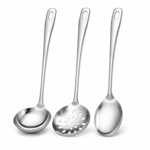 Kit Utensílios Cozinha Inox 3 Peças Concha Colher