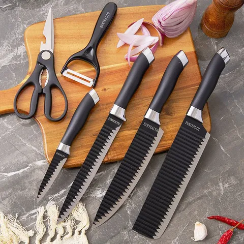 Kit Facas Tesoura Descascador Cozinha 6 Peças