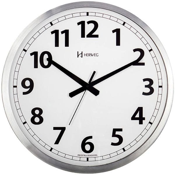 Relógio de Parede alumínio 35,5cm c/fundo branco 6712-079 Herweg CX 1 UN