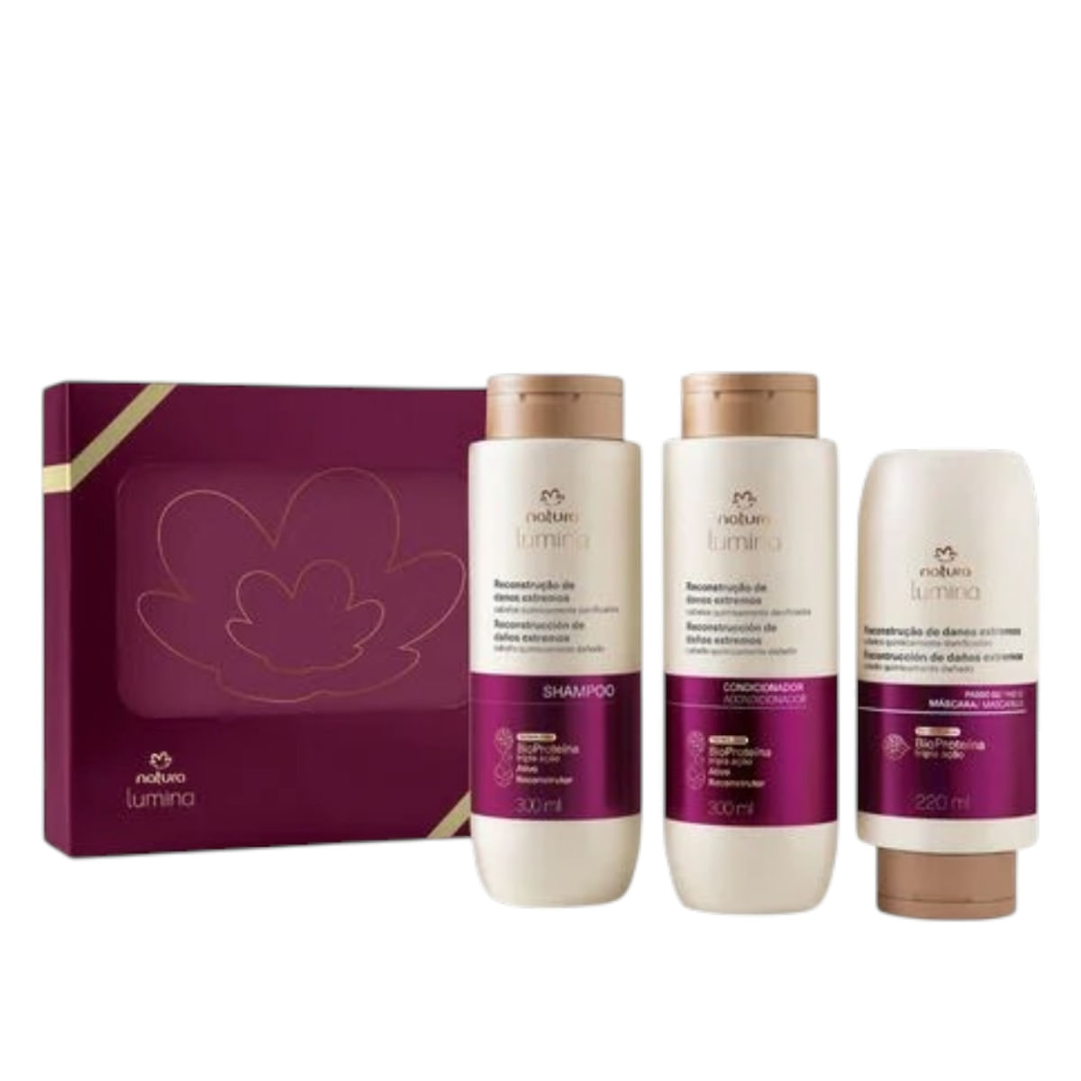 Presente Natura Lumina Reconstrução Shampoo + Condicionador + Máscara (3 produtos) REF 197771