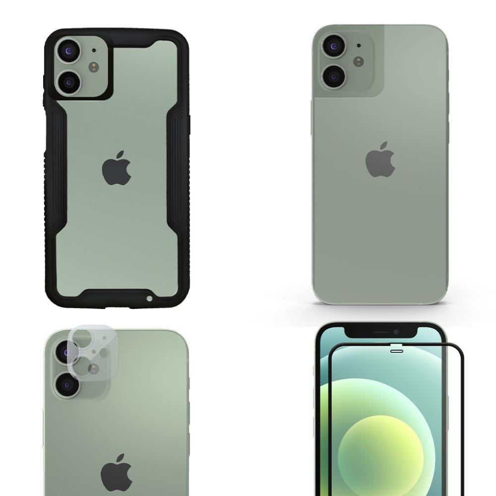 Película Defender Glass + Câmera + Nano Traseira + Capa case capinha Dual Shock Para iPhone 12 Mini - Gshield