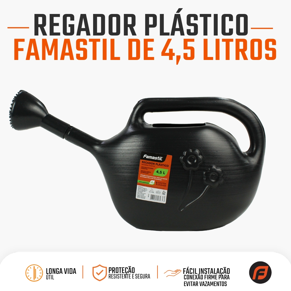 Regador de Plástico Famastil 4,5L Bico Chuveiro Jardim