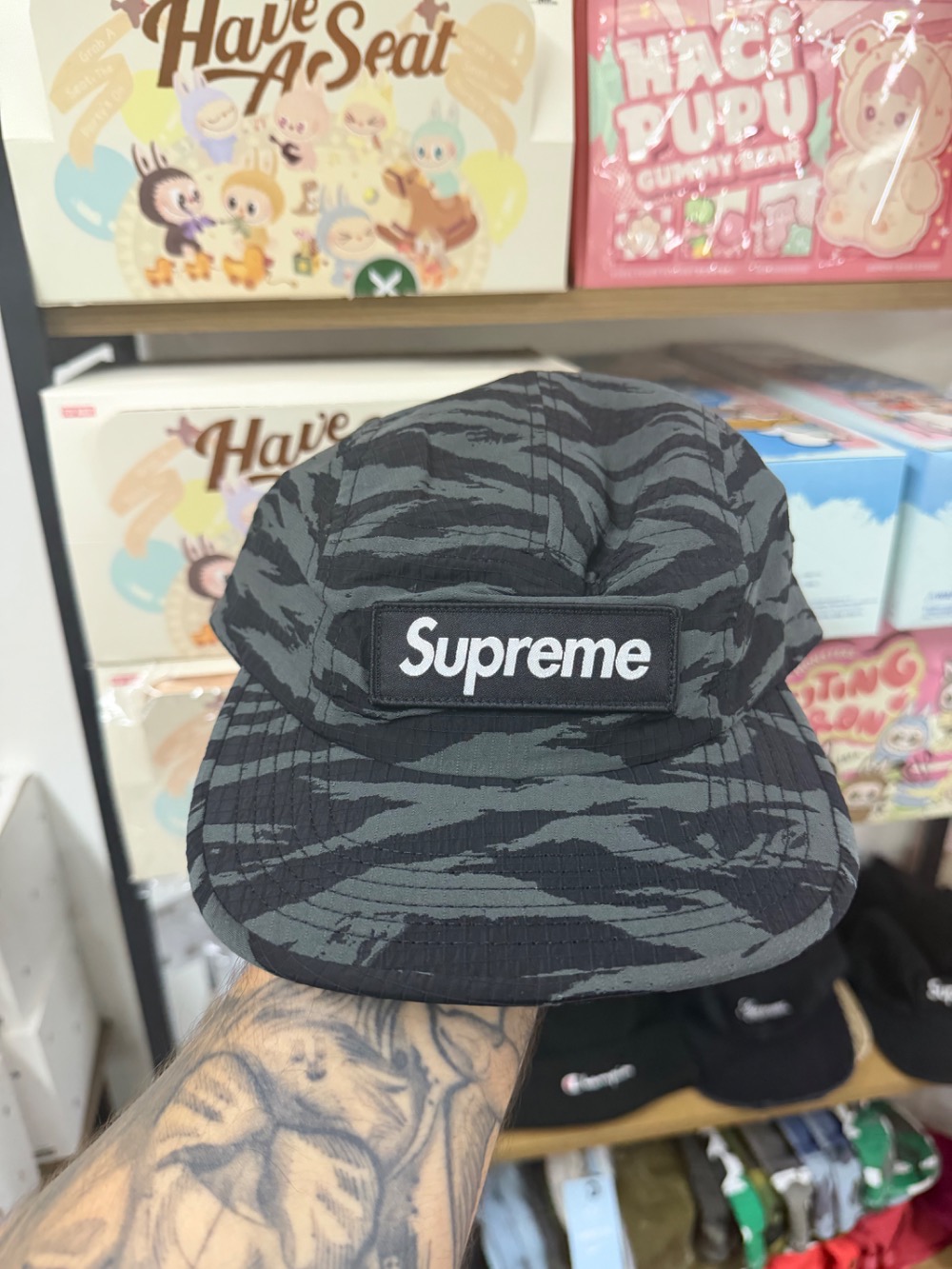 Boné Supreme Tiger Camo Ripstop Camp Black SS26-W3 — Único, Novo