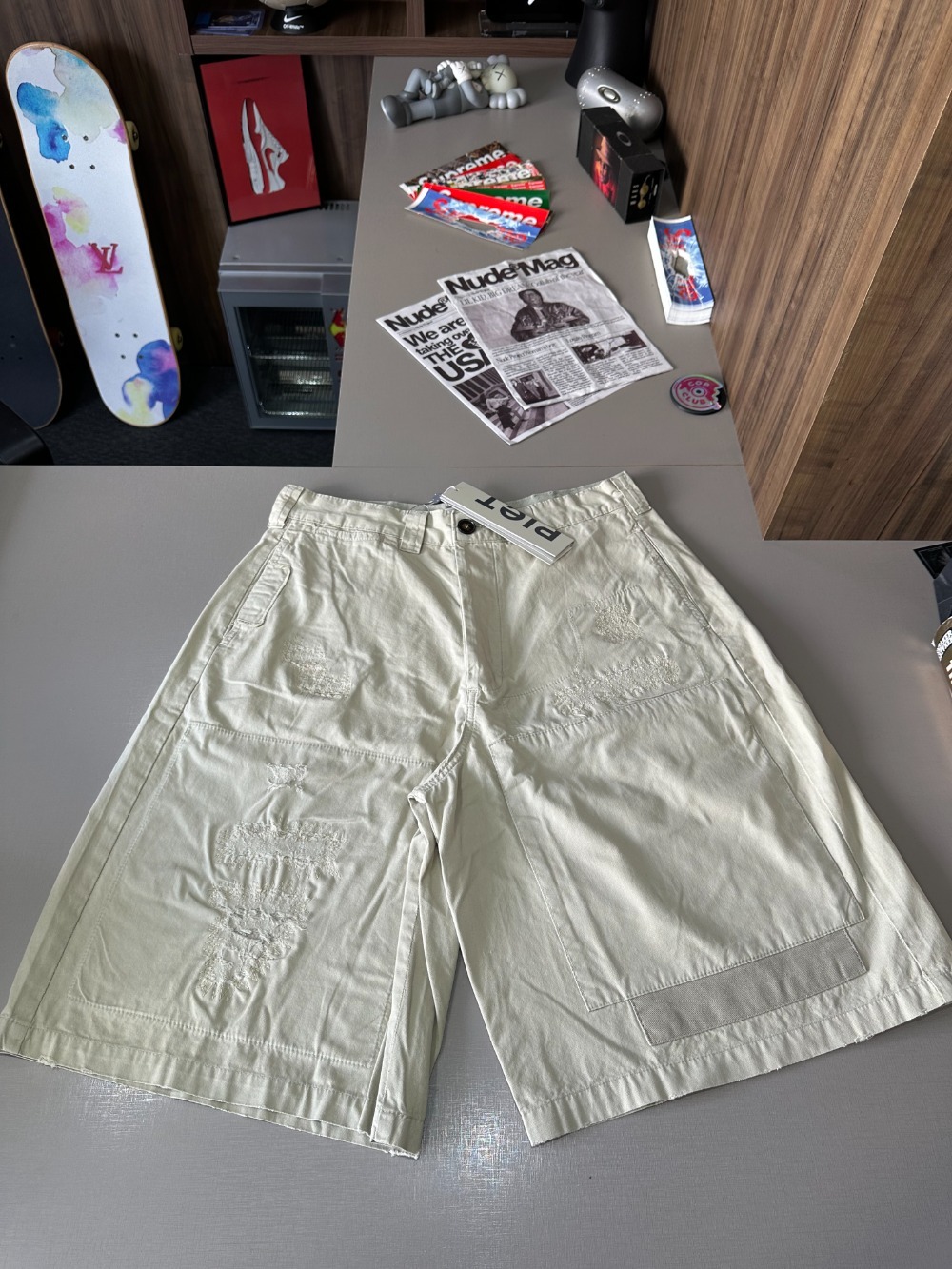 Bermuda Piet Chino Patchwork Khaki — 42, Novo