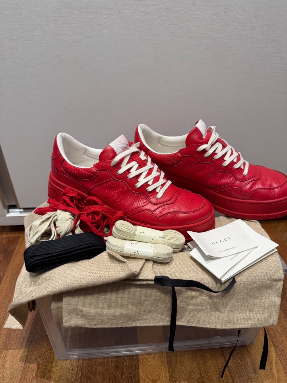 Gucci Vintage Ace Interlocking G White Red Blue — 41, Usado