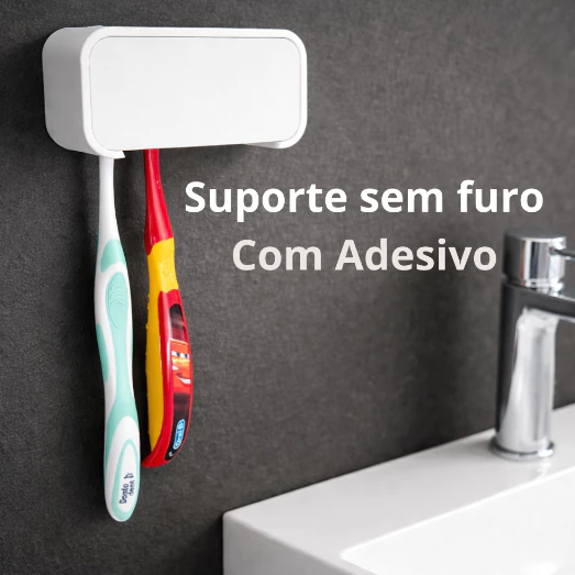 Suporte para Escova de Dente Adesivado - ótimo para banheiro organizado - permite até 4 escovas