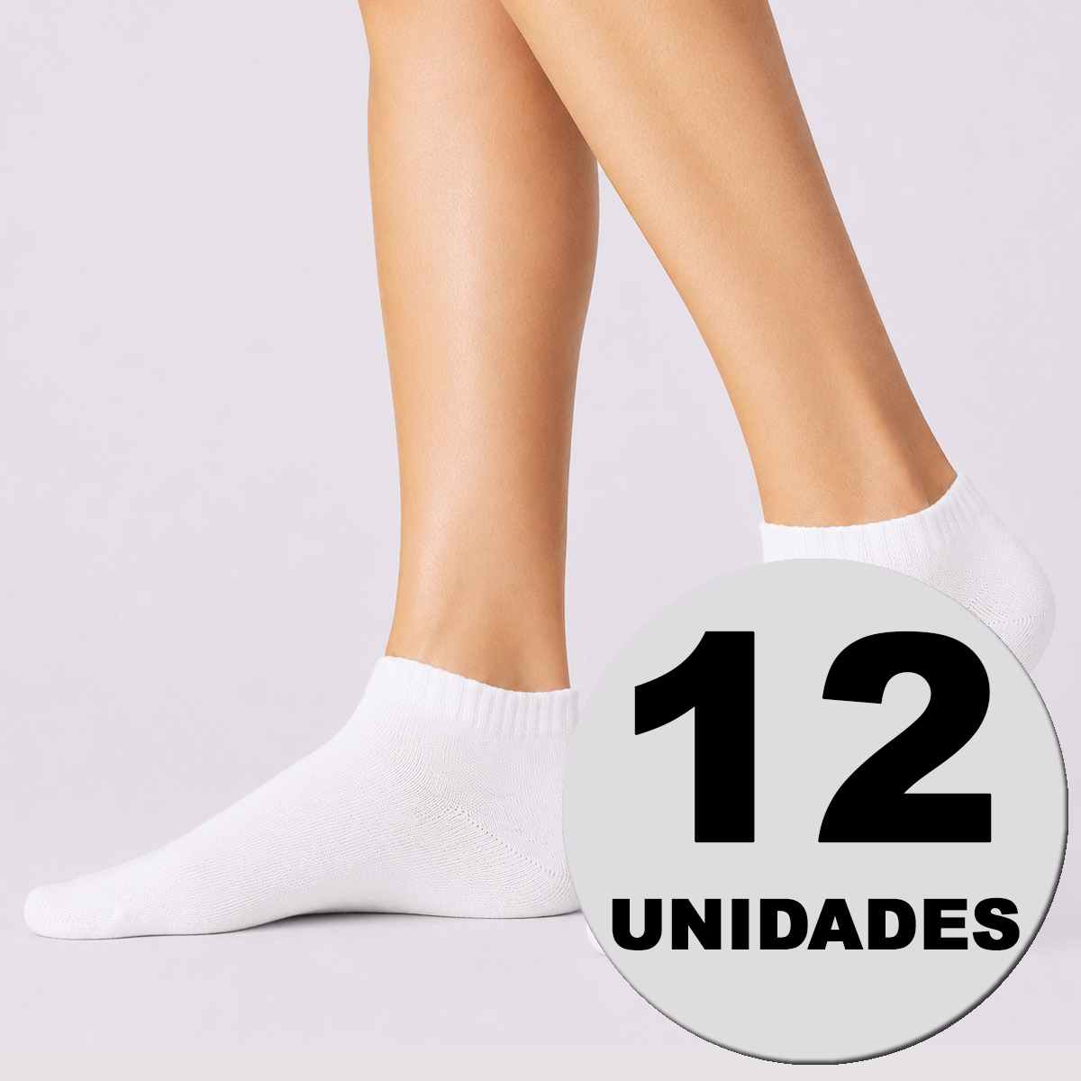 Kit Meia Dallf Cano Curto 12 pares Feminina Branca
