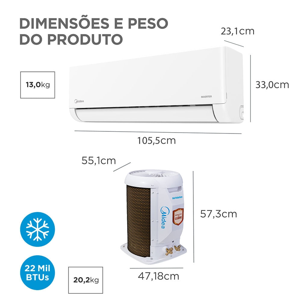 Foto 3 de Ar-Condicionado Split 22000 BTUs Inverter Lite Frio Midea 220