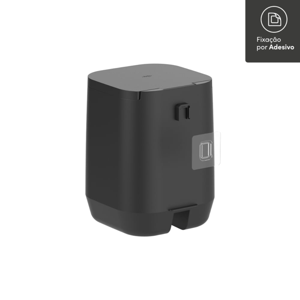 Foto 2 de Lixeira Aura Para Parede Preto 6L - Ou