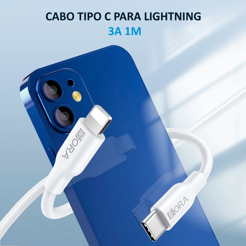 Foto 2 de Cabo Carregamento/dados Tipo C Lightning 1m Trançado Branco