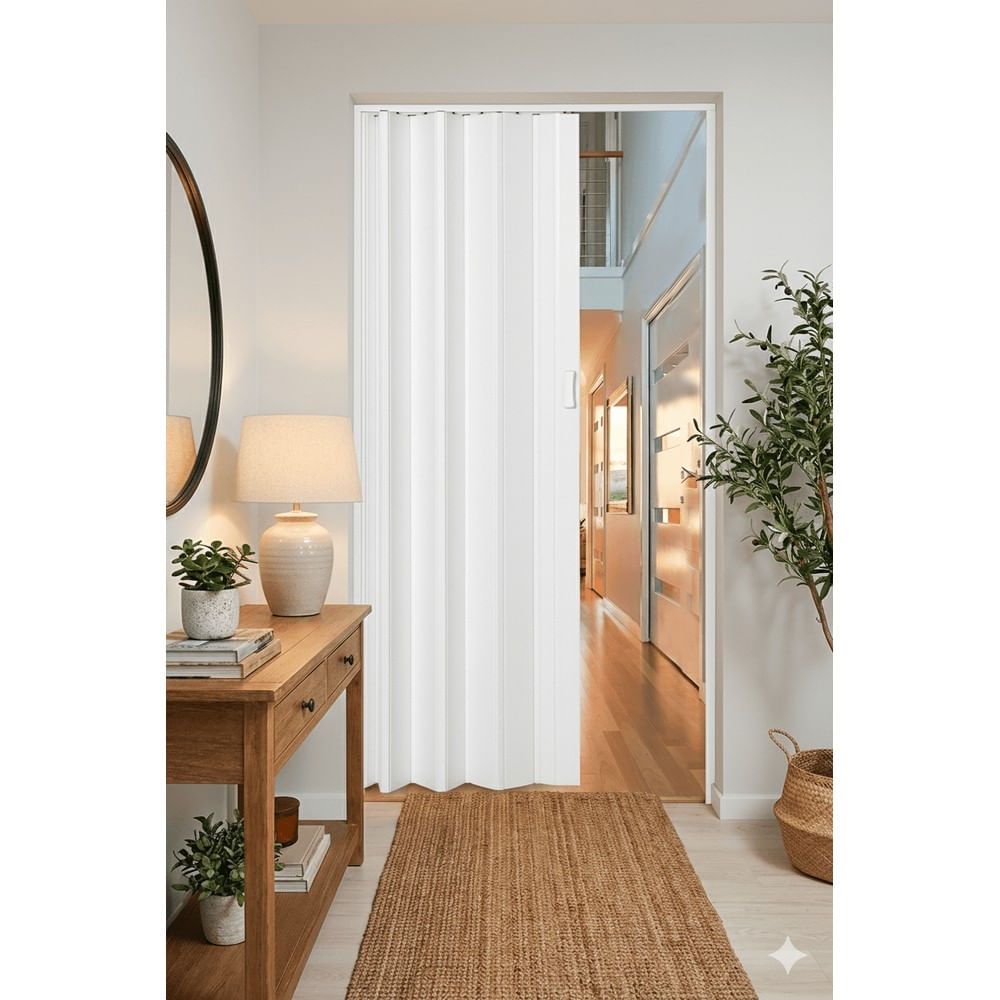 Porta Sanfonada Duda em PVC Branca 210x94cm