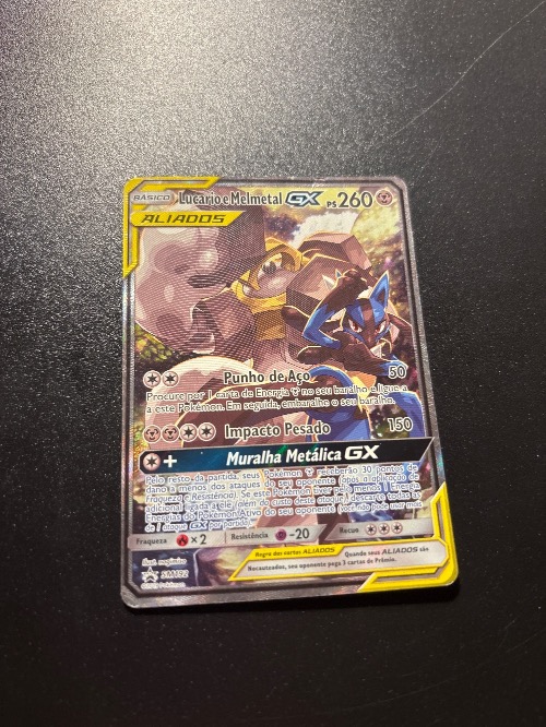 Lucario e Melmetal-GX (SM192) Sol e Lua Promos Pokémon TCG — Damaged, Usado