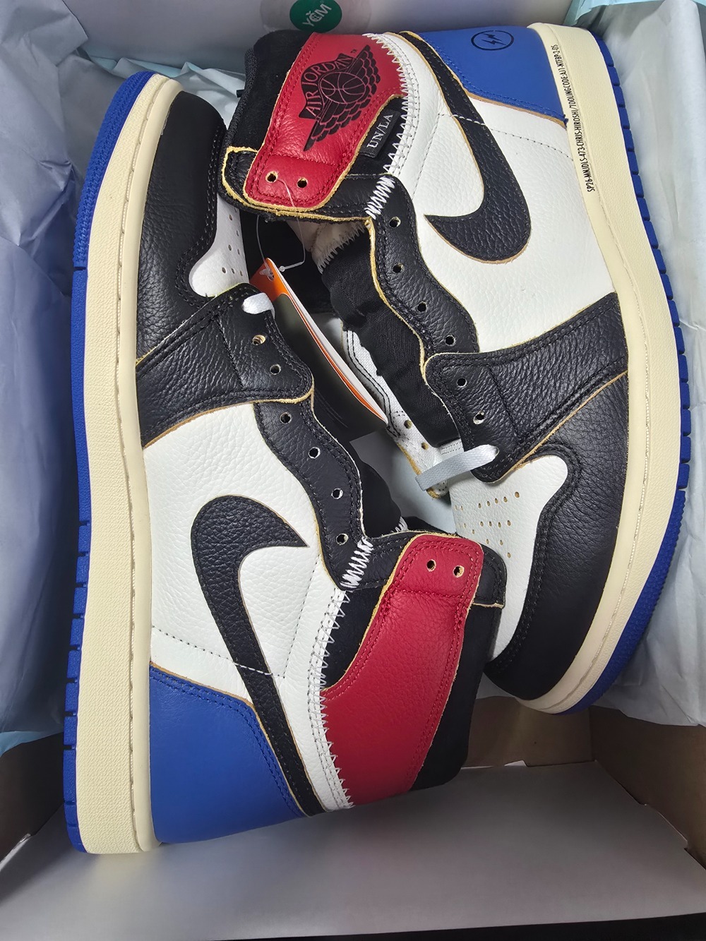 Union LA x Fragment x Air Jordan 1 Retro High OG SP Varsity Red Sport Royal — 46, Novo
