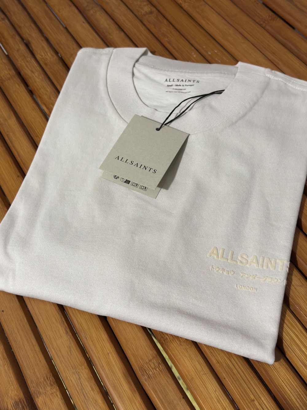 Camiseta AllSaints Xander Oversized Cotton Sky Blue — XG, Novo