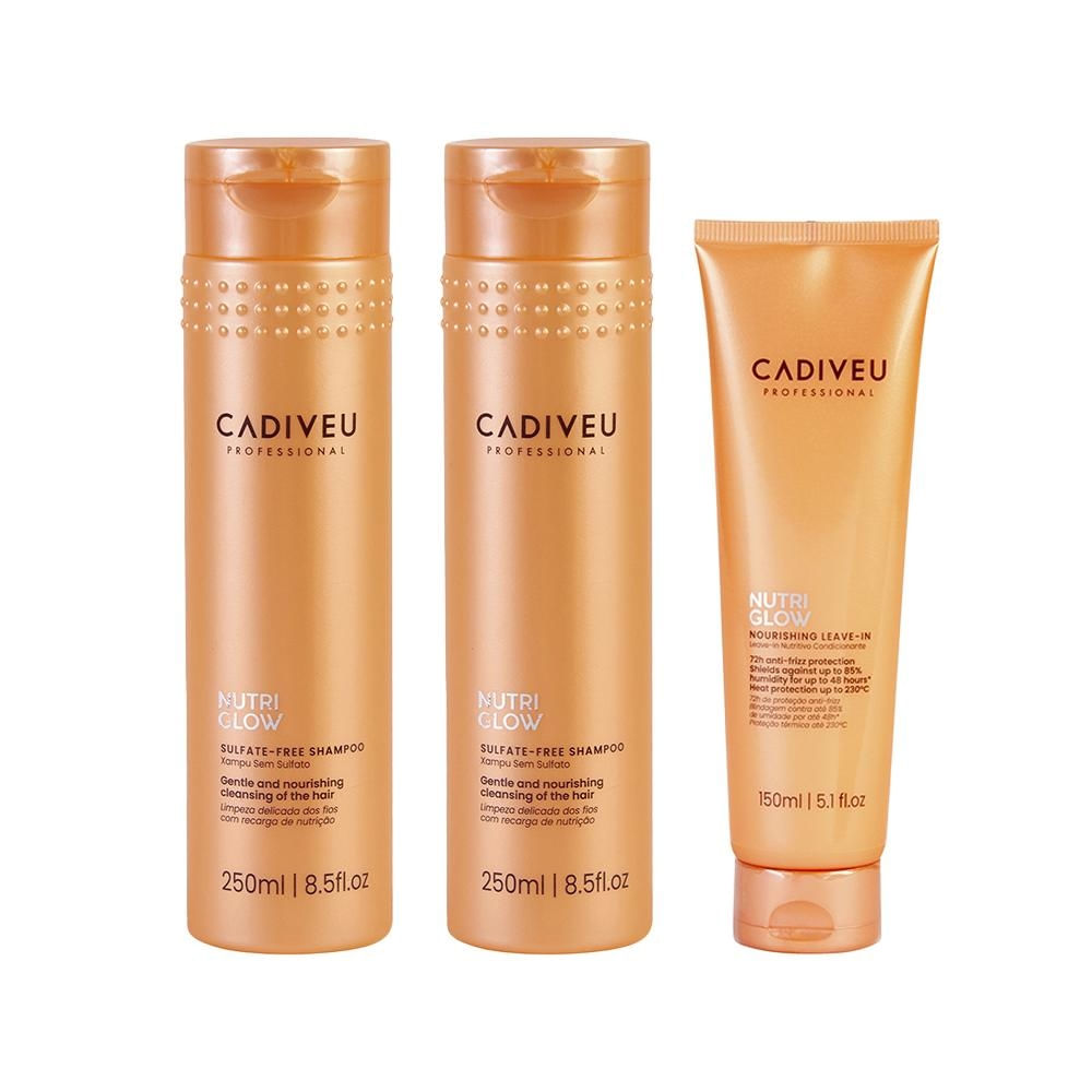 Kit Cadiveu Nutri Glow Shampoo Cond Leave-In 3Pçs