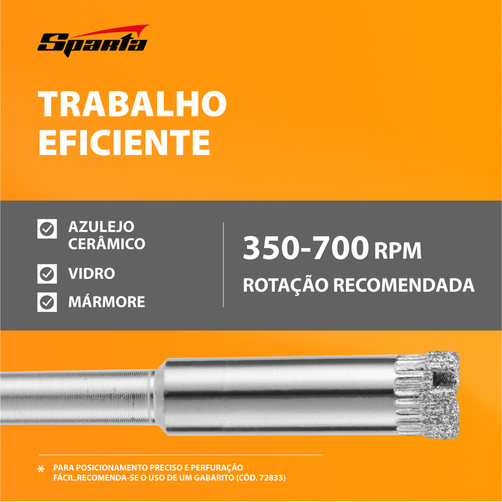 Foto 2 de BROCA DIAMANTADA PARA CERAMICA E VIDRO, 10MM, 1PC // SPARTA
