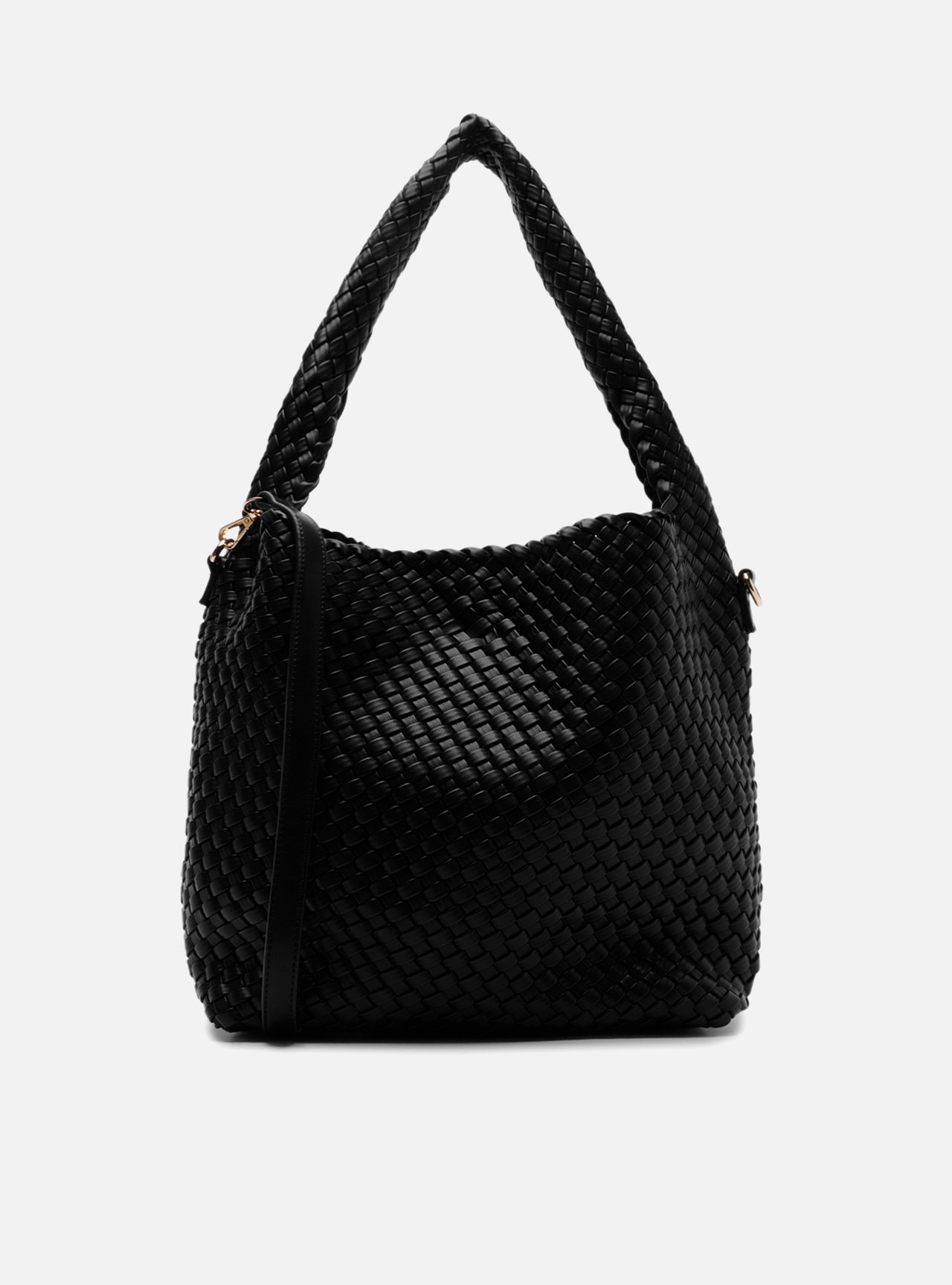 Foto 3 de Bolsa Tote Preta Tressê Grande Alça Trançada