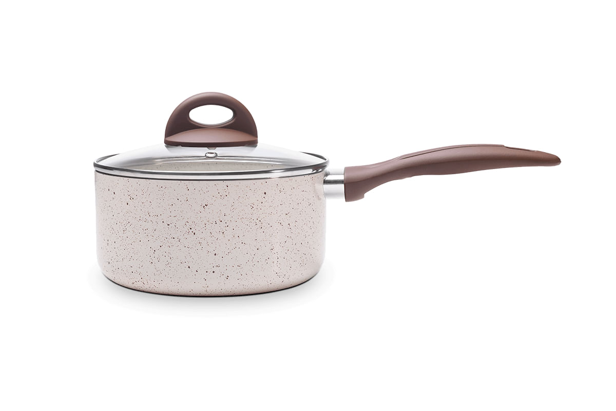 Panela de Indução com Tampa Brinox Smart Plus Antiaderente Ceramic Life Ø18cm 1,55 Litros Vanilla Creme