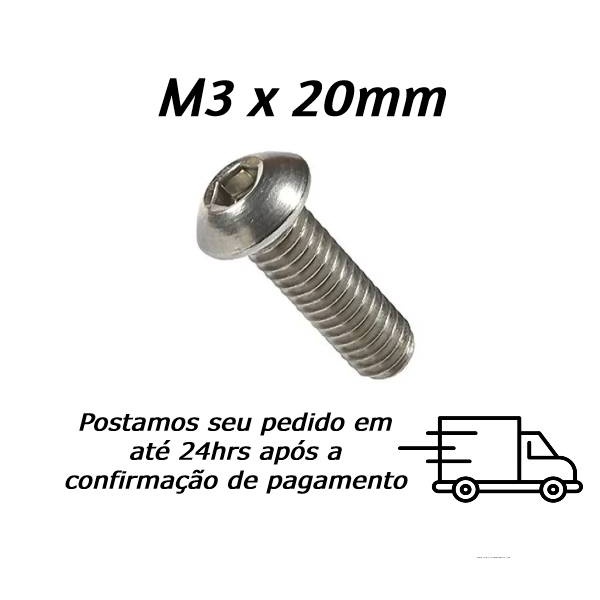 Parafuso Allen Cabeça Abaulada M3 X 20 Aço INOX