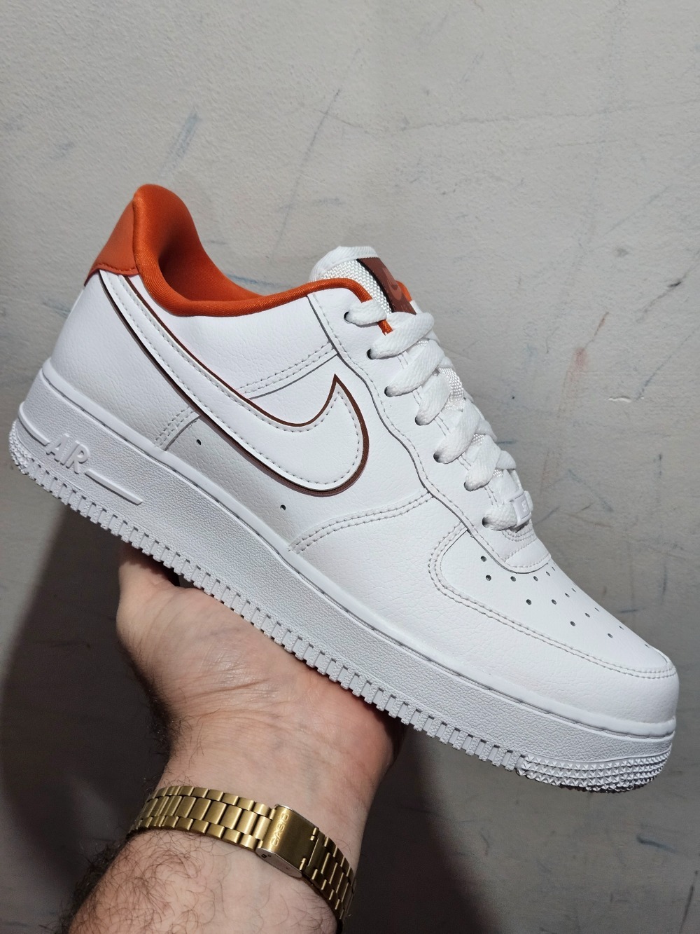 Nike Air Force 1 Low '07 Essential White Orange Feminino — 34 / 35, Novo