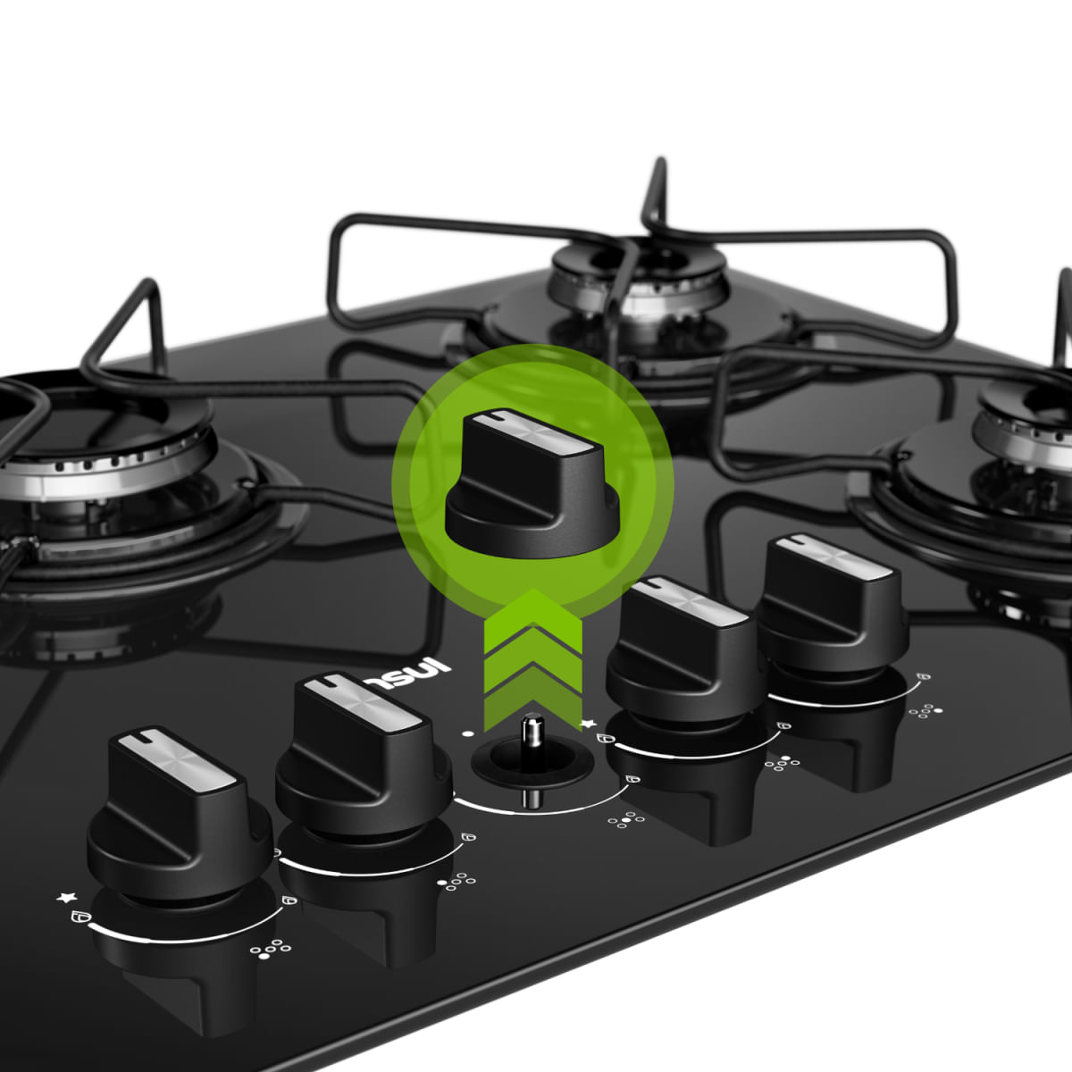 Foto 5 de Cooktop 5 Bocas a Gás Consul com Grades Estáveis e Mesa de Vidro - CD075BE Bivolt