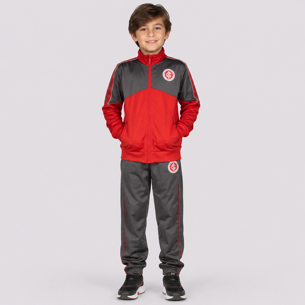 Agasalho Internacional Insert Juvenil Cinza e Vermelho