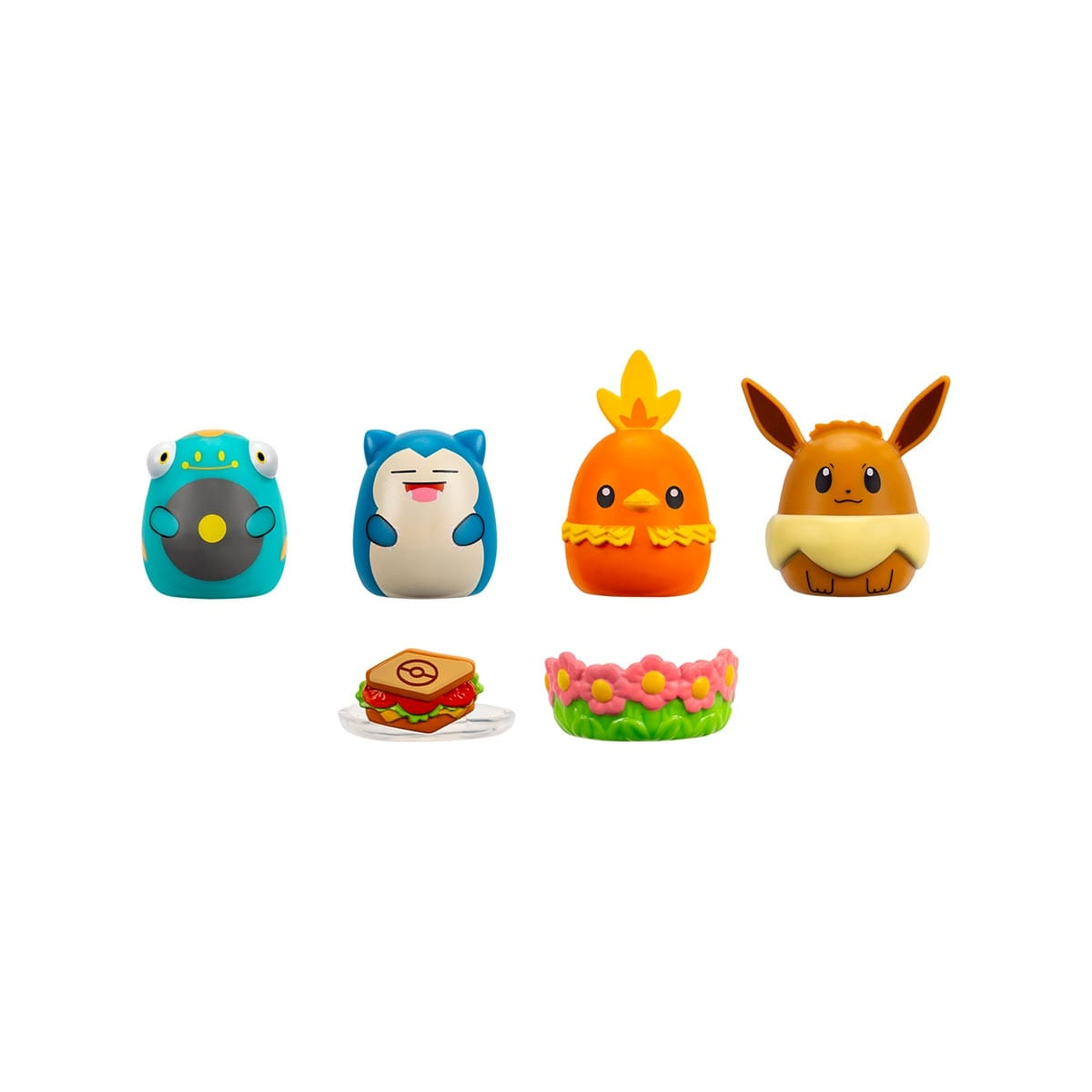 Foto 2 de 4 Bonecos Pokémon Eevee, Snorlax, Bellibolt e Torchic - Squish A Longs