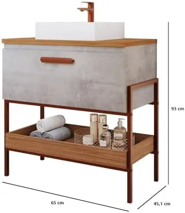 ARM. PORTINARI 60 CM CIMENTO/FREIJO MGM