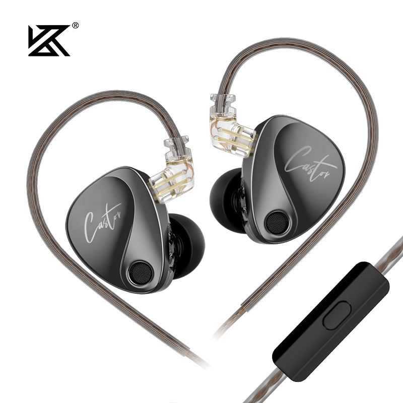 KZ Castor Fones De Ouvido Com Fio Melhorado Baixo HiFi 2 Dinâmico Ajustável Equilíbrio Monitor IEM Music Sport Uso Diári