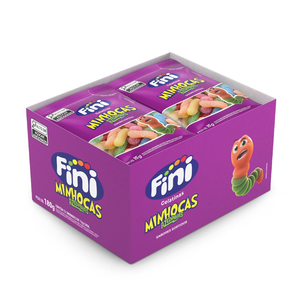 Mini Minhocas Azedinhas com 12x15g cada - Fini