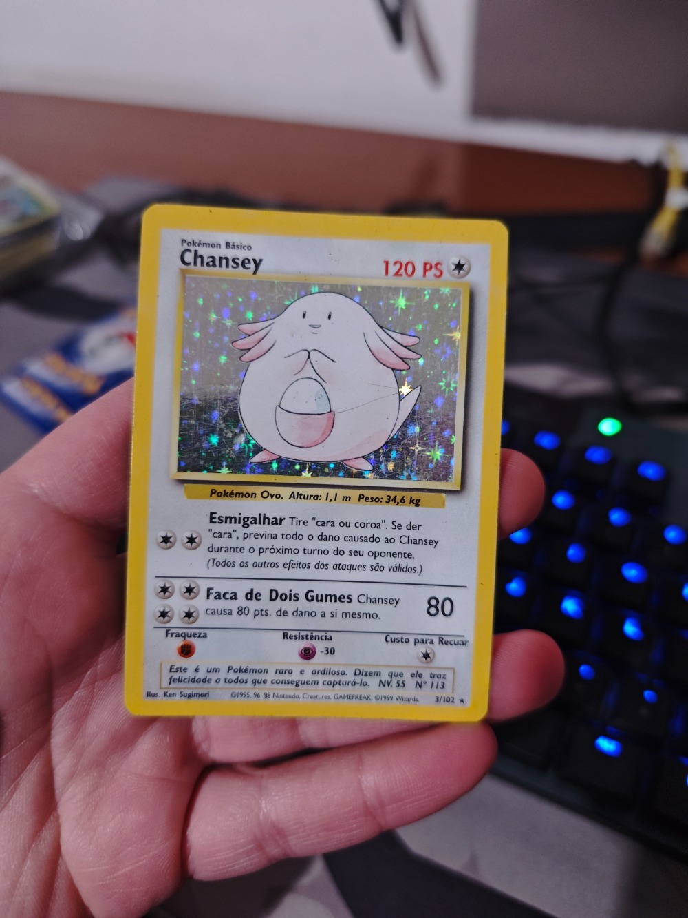 Chansey (3/102) Base Set Pokémon TCG — Damaged, Usado
