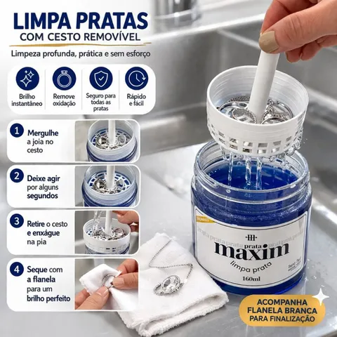 Kit Limpeza Prata com Cesto e Flanela Grátis