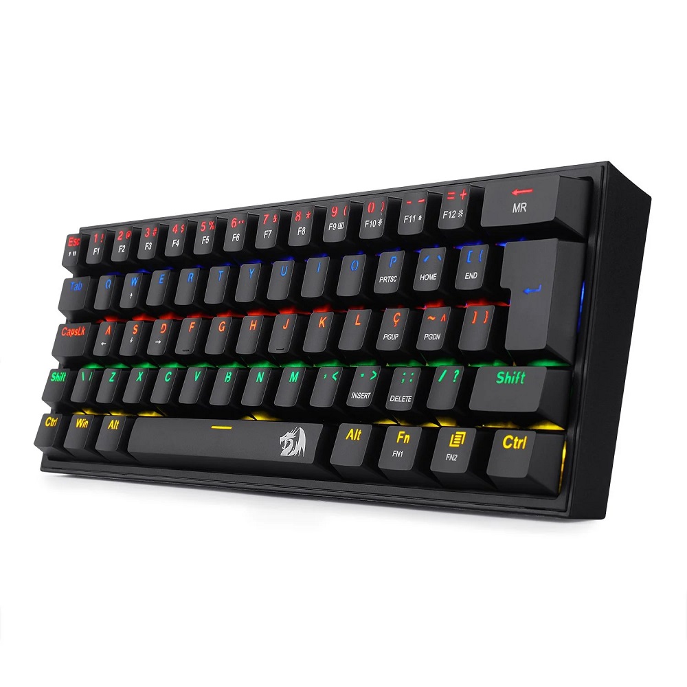 Foto 2 de Teclado Mecânico Redragon Fizz Switch Brown Rainbow Preto