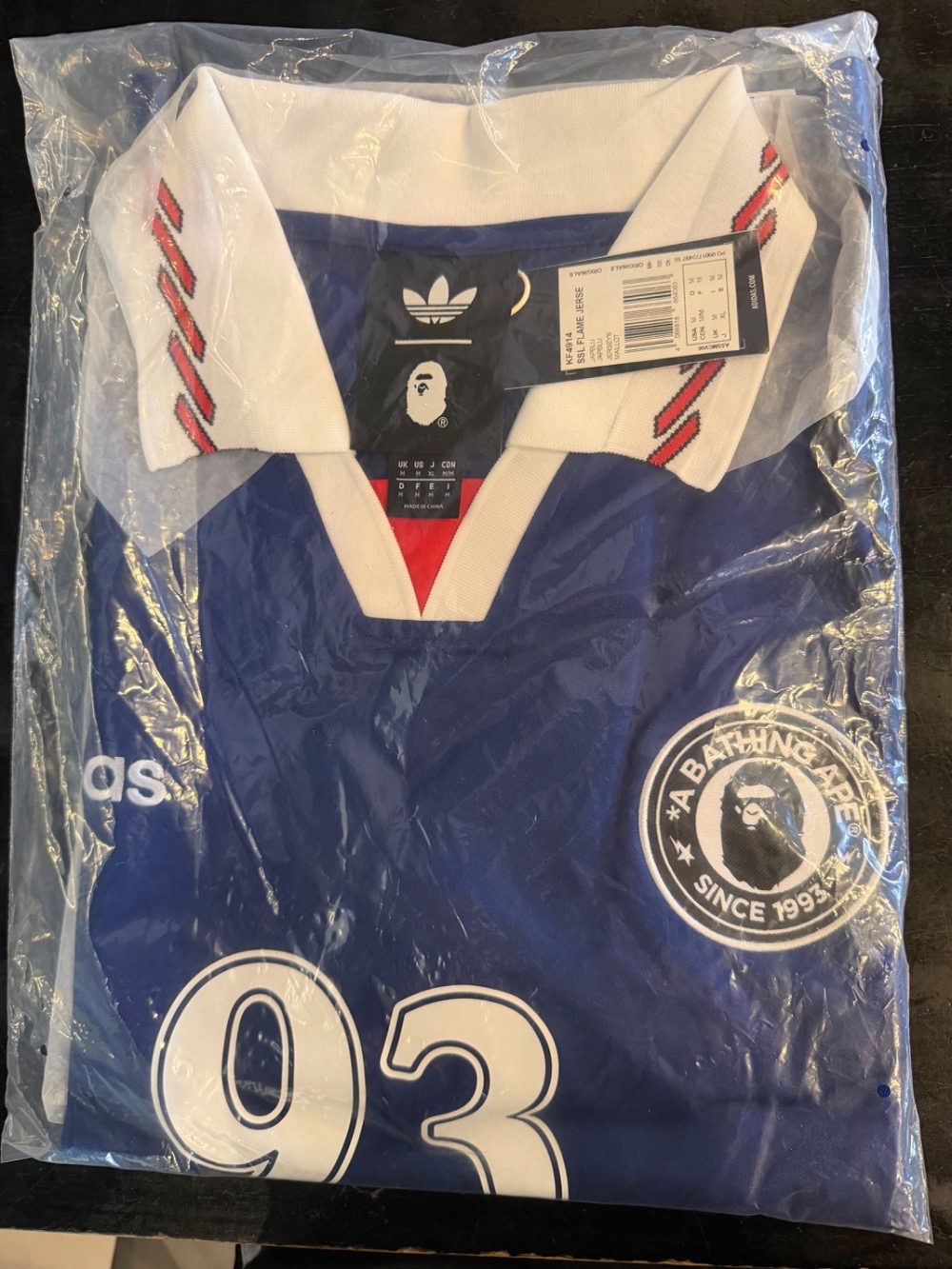 BAPE x adidas Camisa SSL Flame Japan Blue — M, Novo