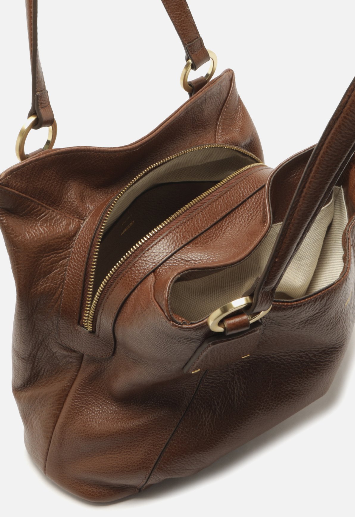 Foto 4 de Bolsa Hobo Marrom Couro Grande