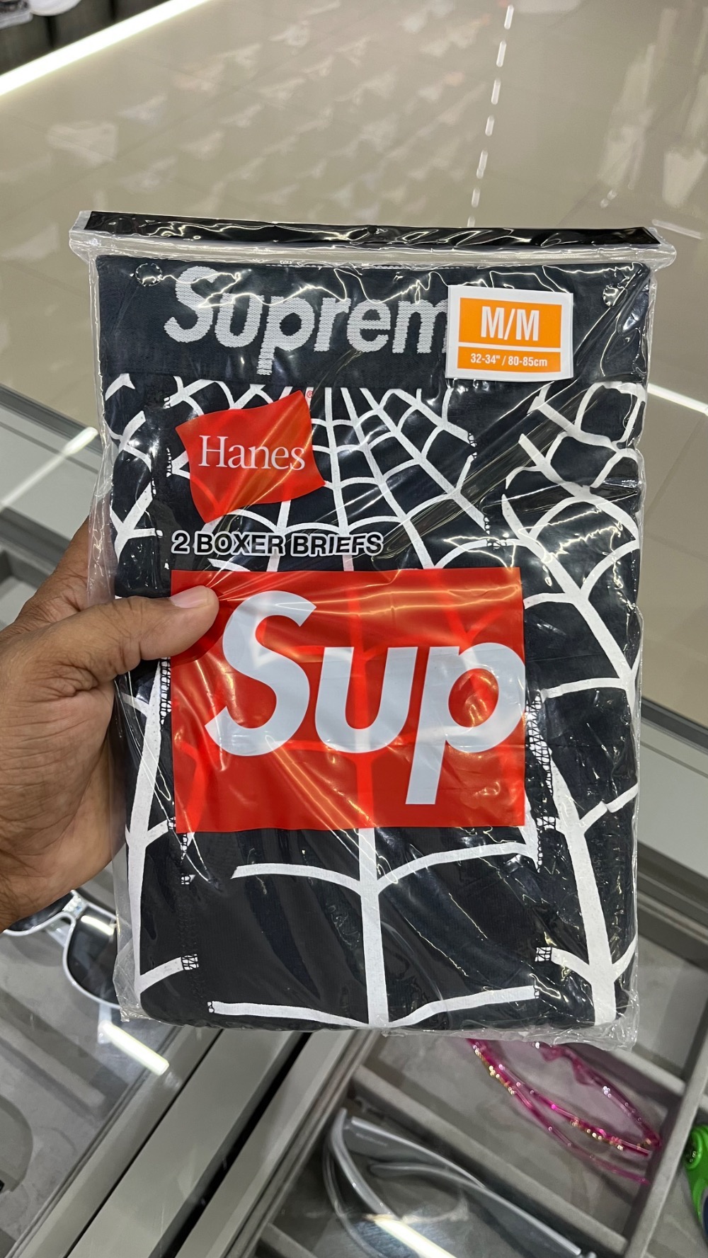 Hanes x Supreme Cueca Spider Web Boxer Briefs 2 Pack Black SS26-W9 — M, Novo
