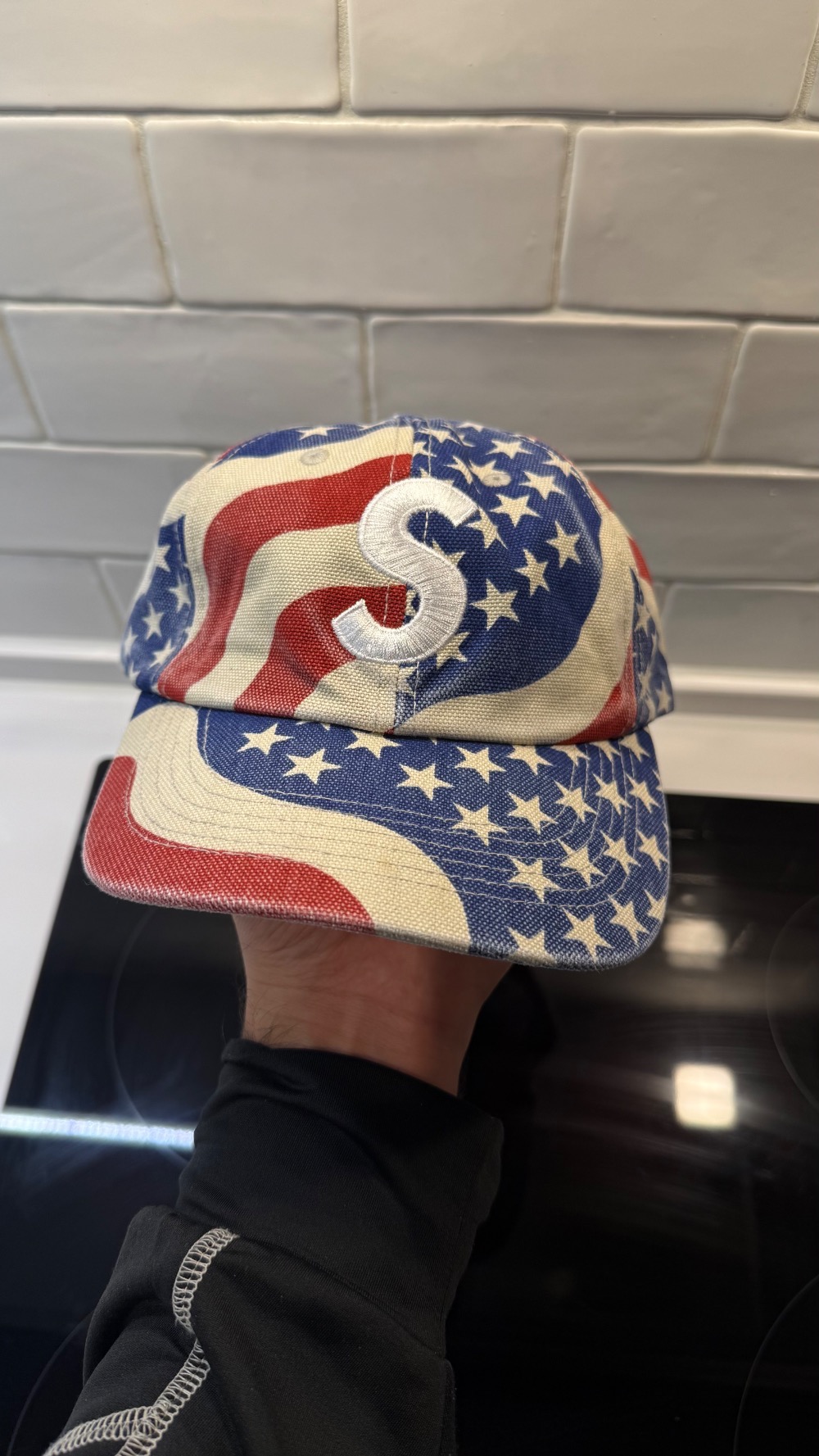 Boné Supreme Pigment Coated S Logo 6-Panel Flag SS26-W5 — Único, Novo