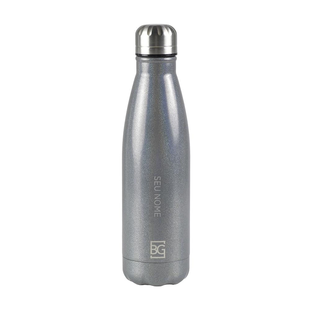 Garrafa Térmica Glitter Dual 500ml Onix U / Cinza