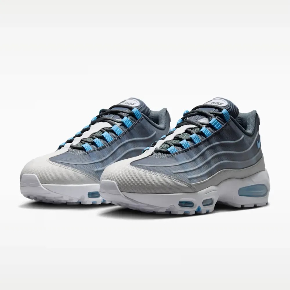 Nike Air Max 95 Big Bubble Tech Smoke Grey White Black Football Blue — 39, Novo