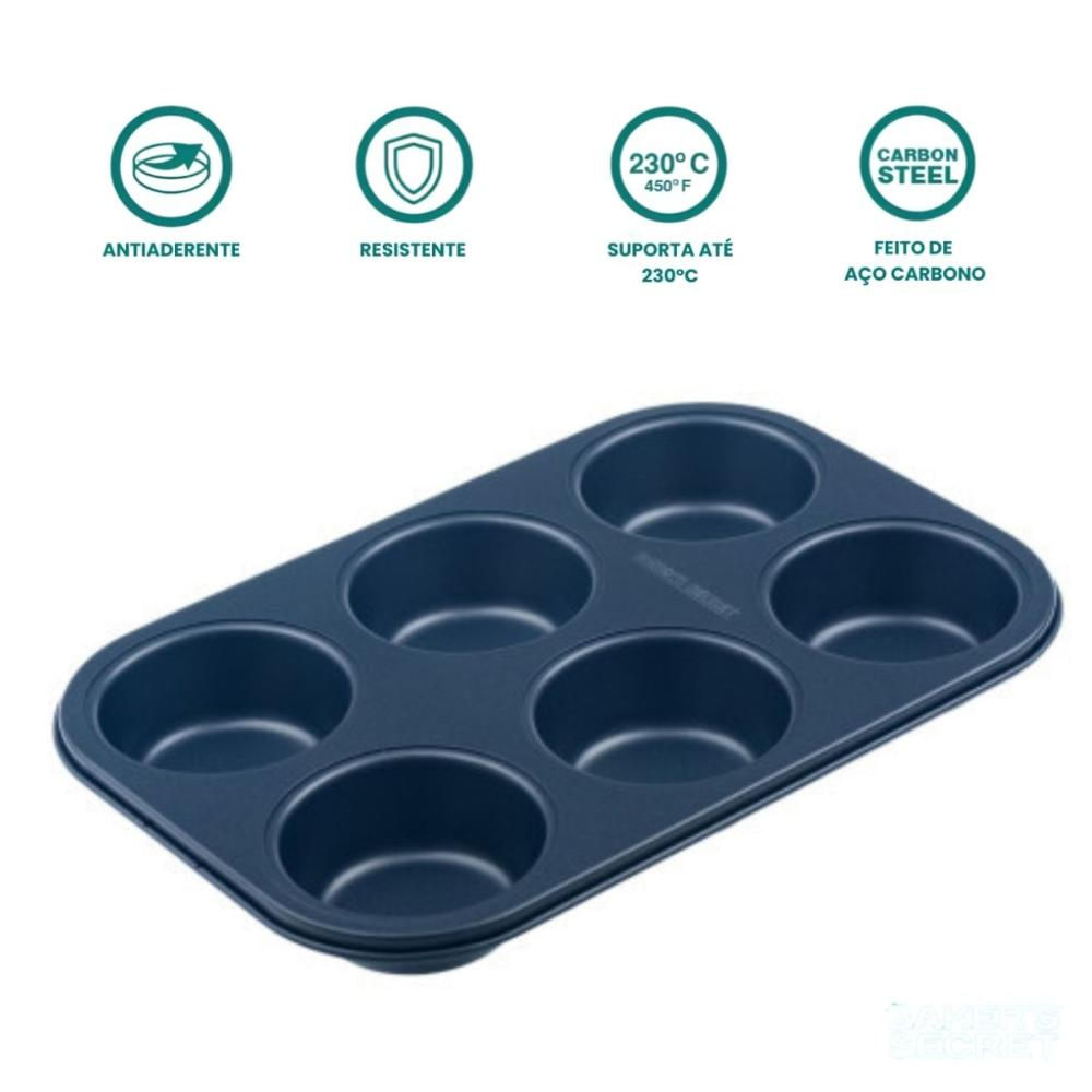 Foto 5 de Forma Antiaderente para Muffins Cupcake Bolo 6 Cavidades