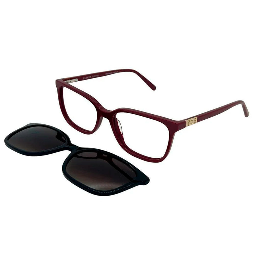 Armação de Óculos de Grau Feminino Bulget Quadrado BG6434 Cor Bordô Brilho