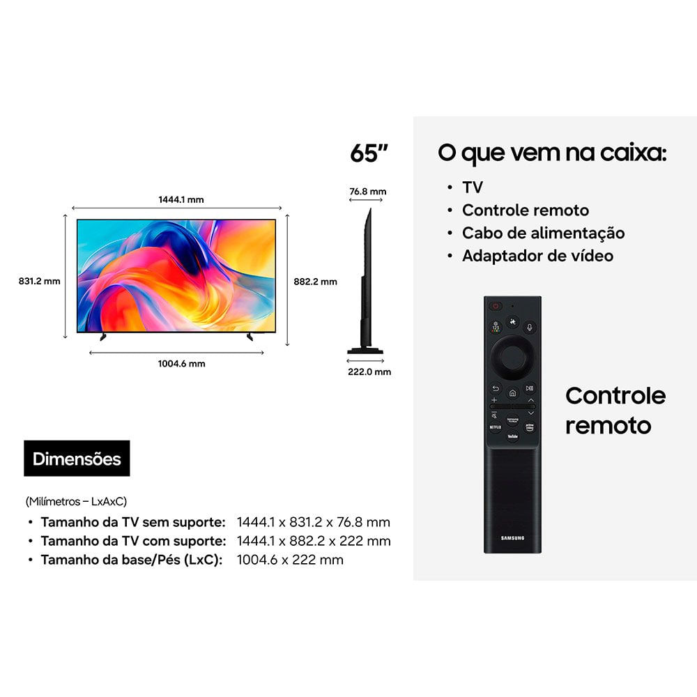 Foto 5 de Smart TV Samsung MiniLED 4K 65" Polegadas 2026 M75H + Soundbar Samsung HW-B450F com 2.1 Canais