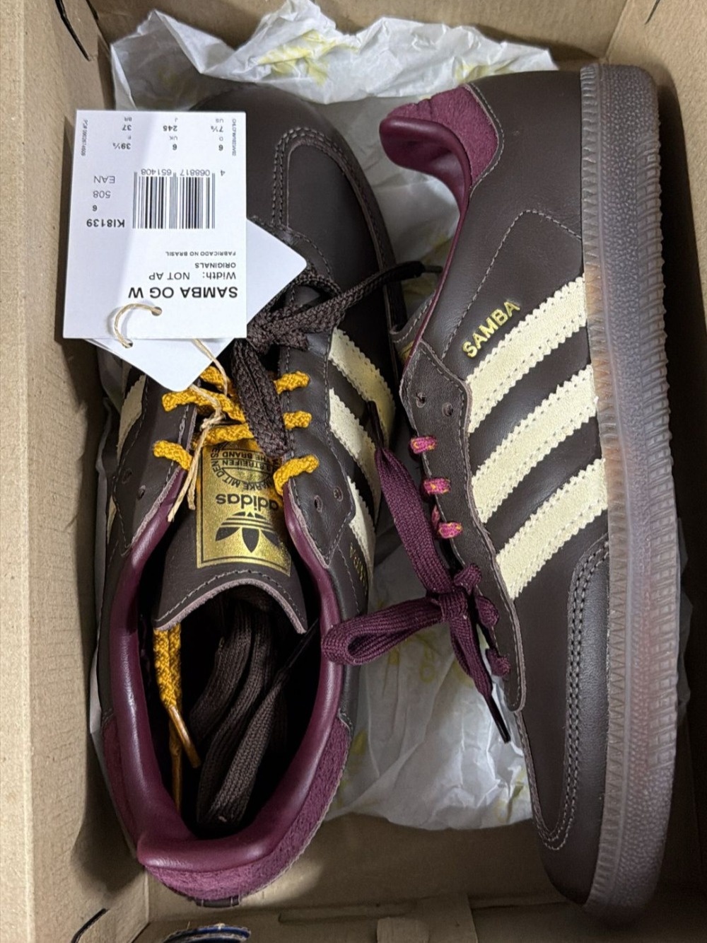 adidas Samba OG Brown Warm Vanilla Maroon — 34 / 35 / 36 / 37 / 38 / 39, Novo