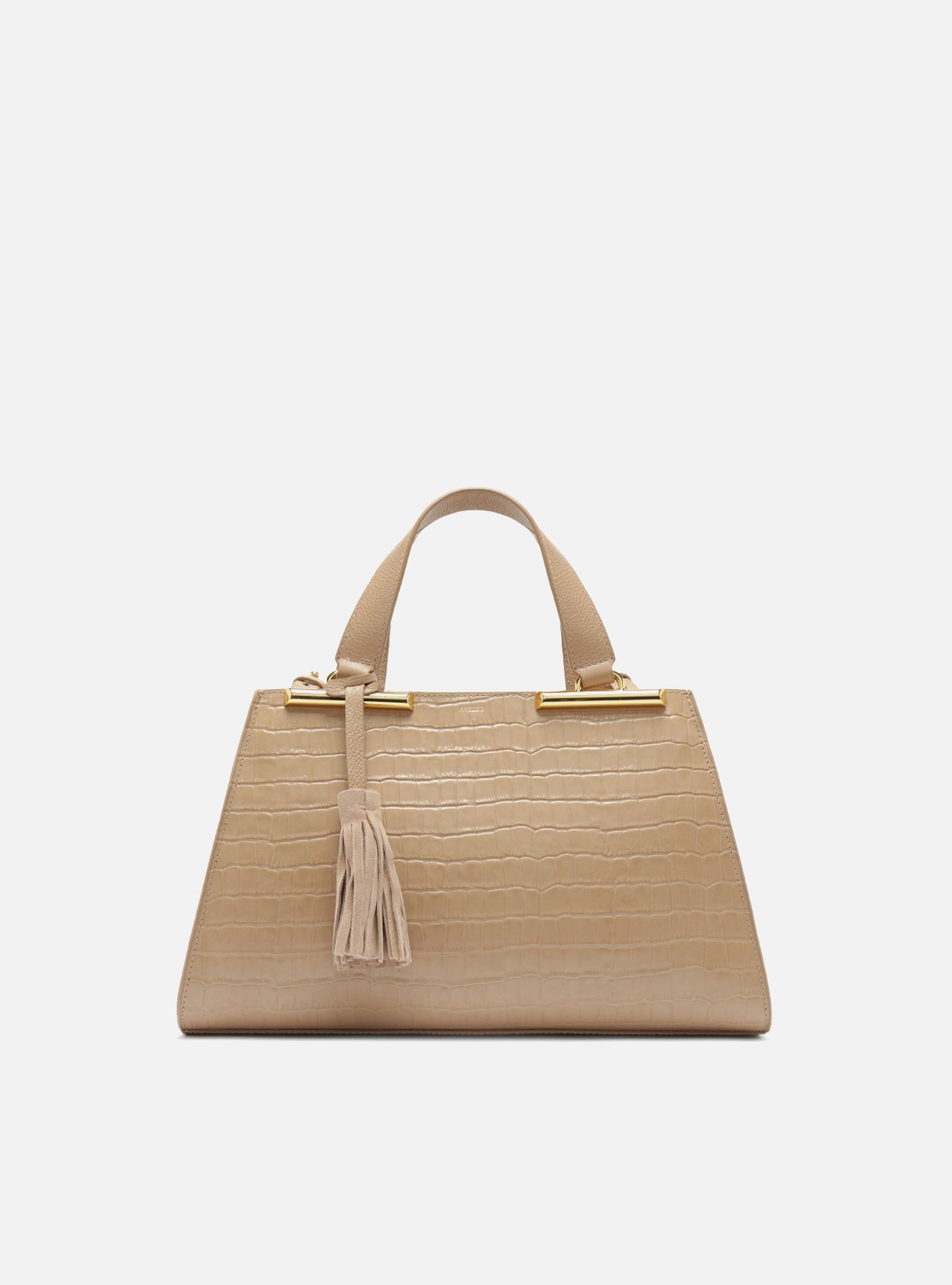 Bolsa Tote Bege Couro Croco Média Barbicacho