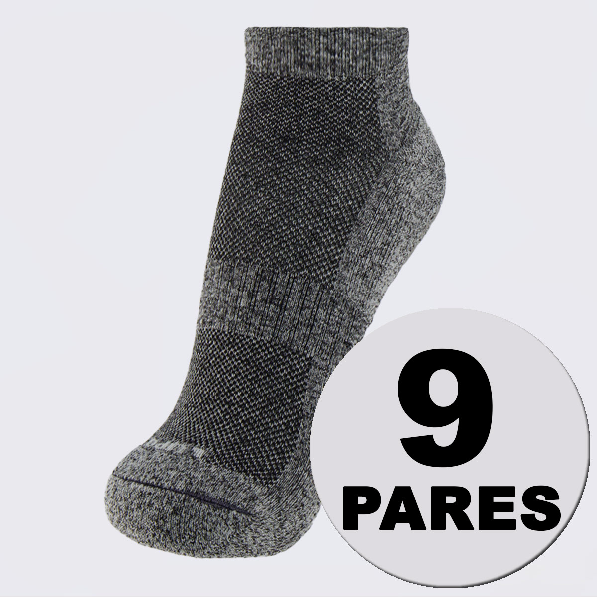 Kit Meia Lupo Performace Antiderrapante 9 pares Cinza